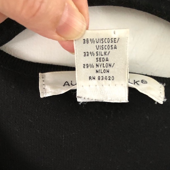 August Silk Black Silk Blend Soft Button Down Long Sleeve Cardigan Size Small - Picture 10 of 12